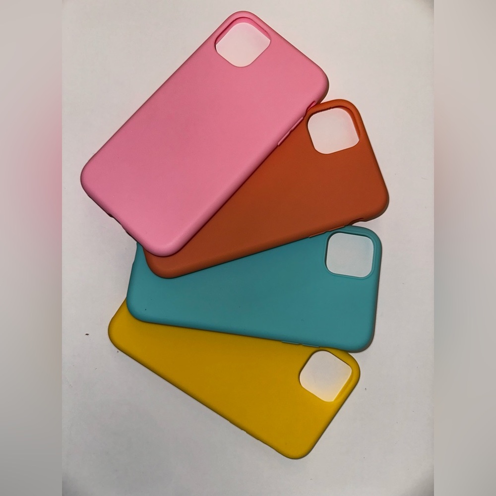 iPhone 11 silicone phone case (4pk) Colors: Yellow, Pink, Teal, Orange